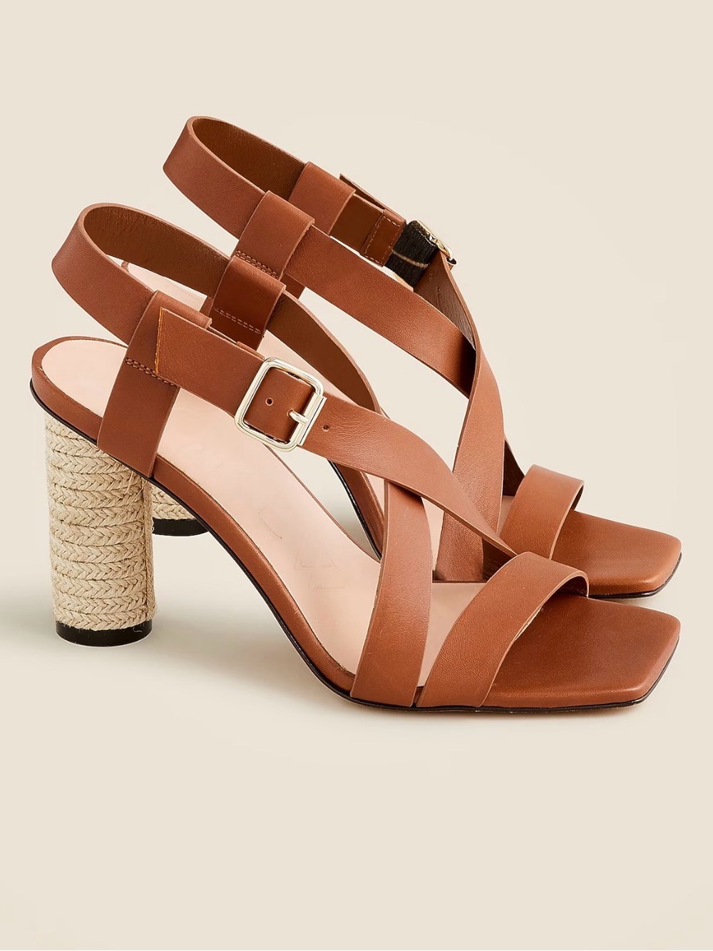J. Crew Rounded Rope Heels Leather Strap Sandals
